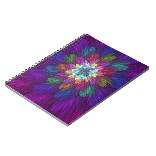 Colorful Psychedelic Flower Abstract Fractal Art Notitieboek (Linkerzijde)