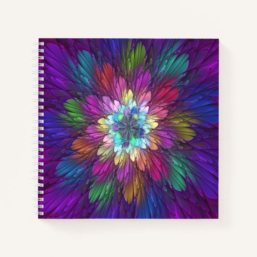 Colorful Psychedelic Flower Abstract Fractal Art Notitieboek (Voorkant)