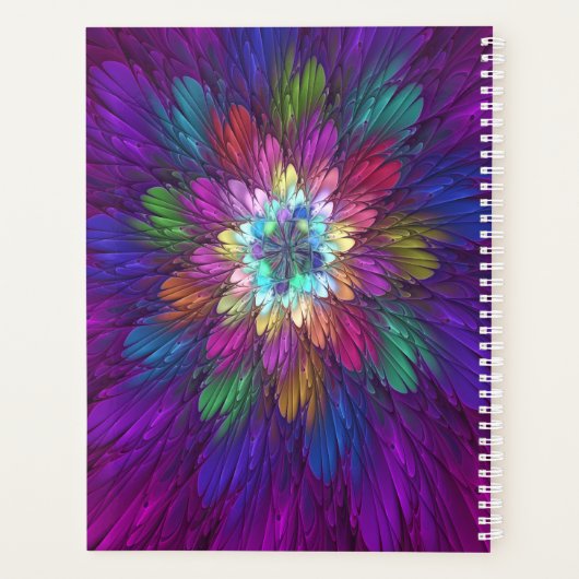 Colorful Psychedelic Flower Abstract Fractal Art Planner (Achterkant)