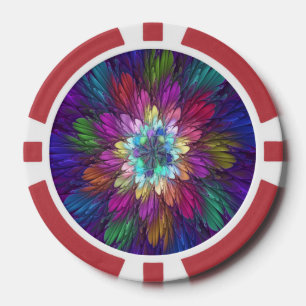 Colorful Psychedelic Flower Abstract Fractal Art Poker Chips