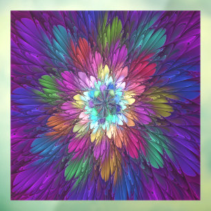 Colorful Psychedelic Flower Abstract Fractal Art Raamsticker