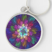 Colorful Psychedelic Flower Abstract Fractal Art Sleutelhanger (Voorkant)