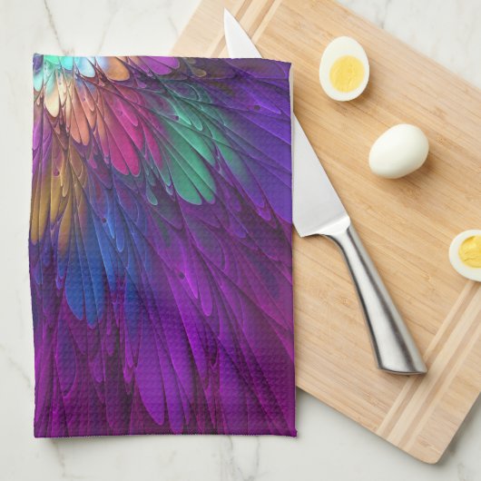 Colorful Psychedelic Flower Abstract Fractal Art Theedoek (Quarter Fold)