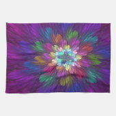 Colorful Psychedelic Flower Abstract Fractal Art Theedoek (Horizontaal)