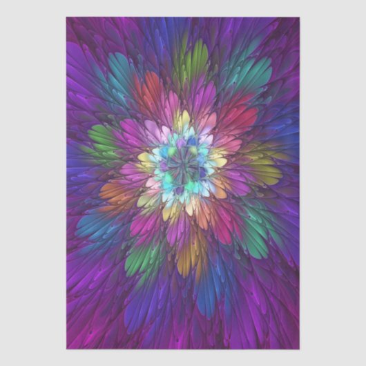 Colorful Psychedelic Flower Abstract Fractal Art Tissuepapier (Voorkant)