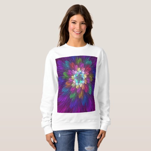 Colorful Psychedelic Flower Abstract Fractal Art Trui (Voorkant volledig)