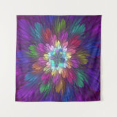 Colorful Psychedelic Flower Abstract Fractal Art Wandkleed (Voorkant)