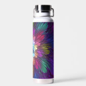 Colorful Psychedelic Flower Abstract Fractal Art Waterfles (Achterkant)