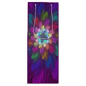 Colorful Psychedelic Flower Abstract Fractal Art Wijn Cadeautas (Voorkant)