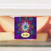 Colorful Psychedelic Flower Abstract fractal Name Labels (Aangebracht)