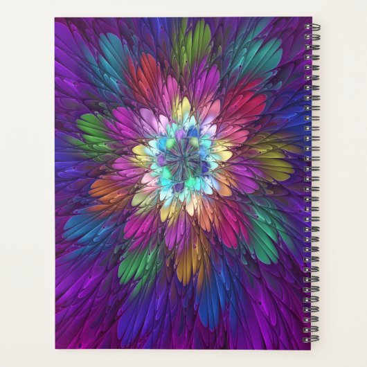 Colorful Psychedelic Flower Abstract fractal Name Planner (Achterkant)
