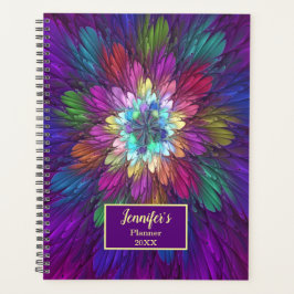 Colorful Psychedelic Flower Abstract fractal Name Planner