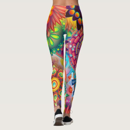 Colorful & Psychedelic Flowers Leggings (Achterkant)