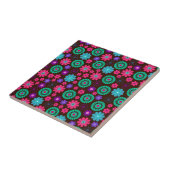 Colorful Psychedelic Funky Flower Pattern Tegeltje (Zijkant)