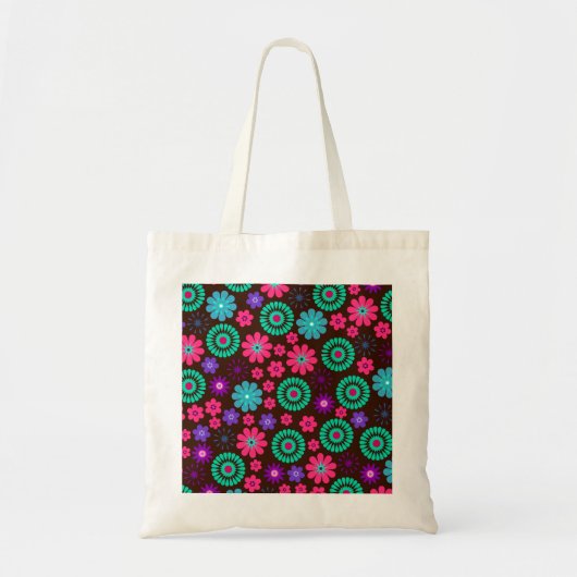 Colorful Psychedelic Funky Flower Pattern Tote Bag (Voorkant)