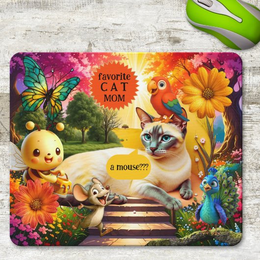 Colorful Psychedelic Funny Cat and Mouse Muismat