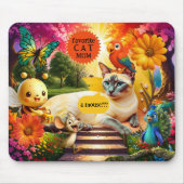 Colorful Psychedelic Funny Cat and Mouse Muismat (Voorkant)