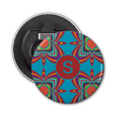 Colorful Psychedelic Geometric Pattern Monogram Button Flesopener (Voorkant)