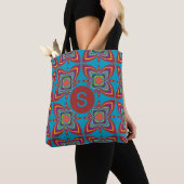 Colorful Psychedelic Geometric Pattern Monogram Tote Bag (Dichtbij)