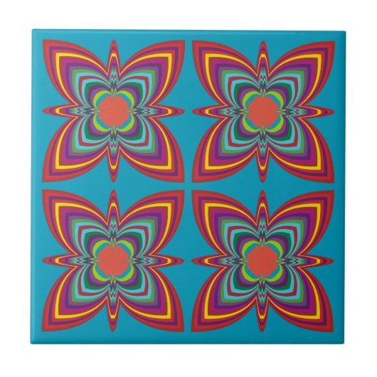 Colorful Psychedelic Geometric Pattern Tegeltje (Voorkant)