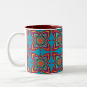 Colorful Psychedelic Geometric Pattern Tweekleurige Koffiemok (Links)