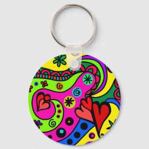 Colorful psychedelic hippy keyring sleutelhanger