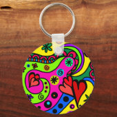 Colorful psychedelic hippy keyring sleutelhanger (Voorkant)