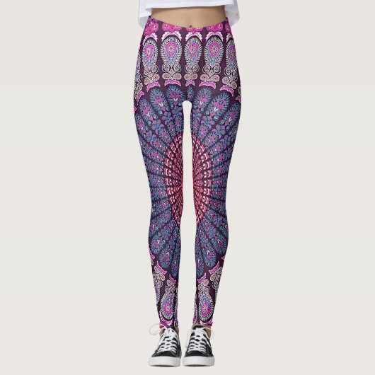 Colorful Psychedelic Mandala Design Leggings (Voorkant)