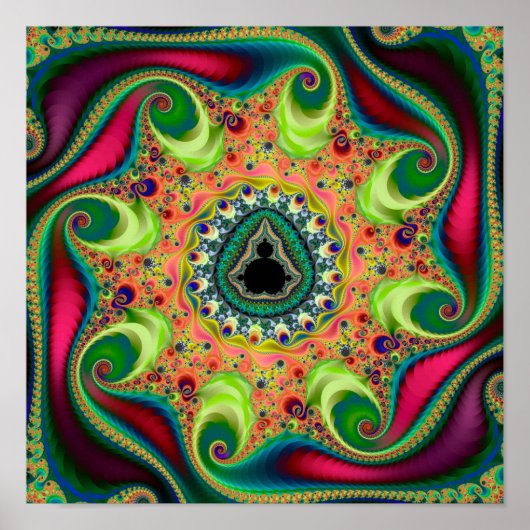 Colorful psychedelic Mandelbrot set fractal Poster (Voorkant)