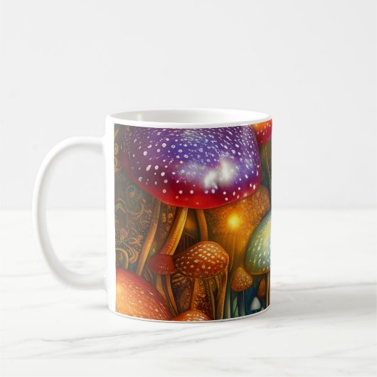 Colorful Psychedelic Mushroom Forest Koffiemok (Links)
