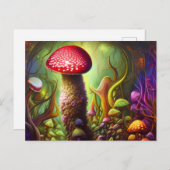 Colorful Psychedelic Mushroom Mystical Forest Briefkaart (Voorkant / Achterkant)