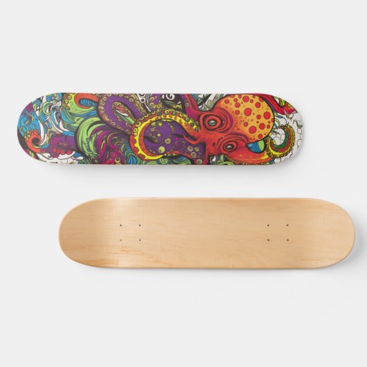 Colorful psychedelic Octopus Persoonlijk Skateboard (Horizontaal)