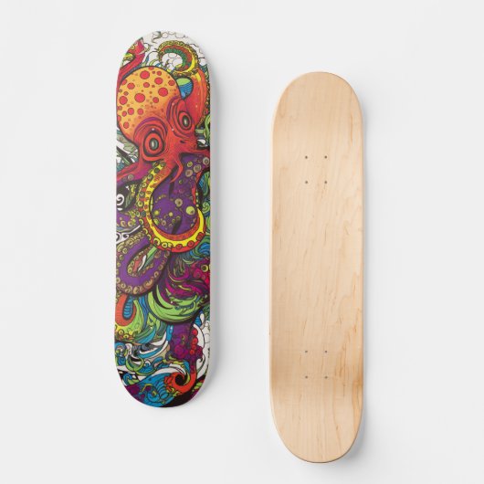 Colorful psychedelic Octopus Persoonlijk Skateboard (Voorkant)