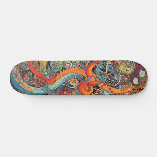 Colorful psychedelic Octopus Persoonlijk Skateboard (Horizontaal)