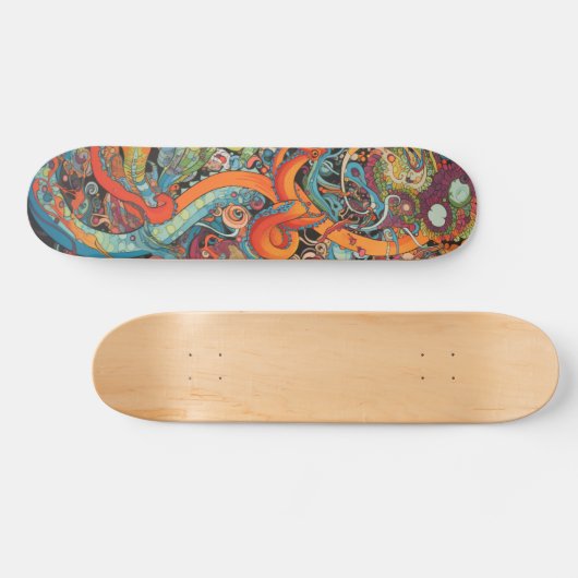 Colorful psychedelic Octopus Persoonlijk Skateboard (Horizontaal)