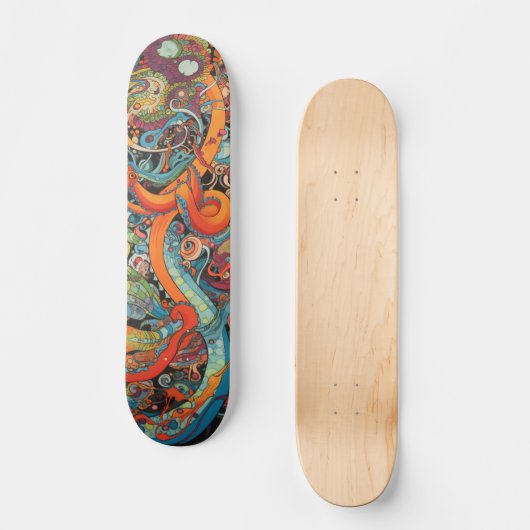 Colorful psychedelic Octopus Persoonlijk Skateboard (Voorkant)