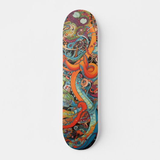 Colorful psychedelic Octopus Persoonlijk Skateboard (Voorkant)