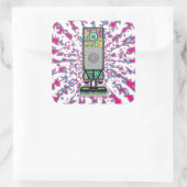 Colorful psychedelic one eyed spreker v1 vierkante sticker (Tas)