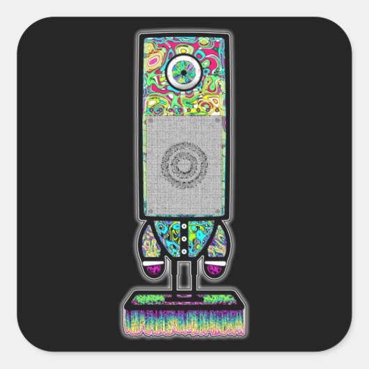 Colorful psychedelic one eyed spreker v3 vierkante sticker (Voorkant)