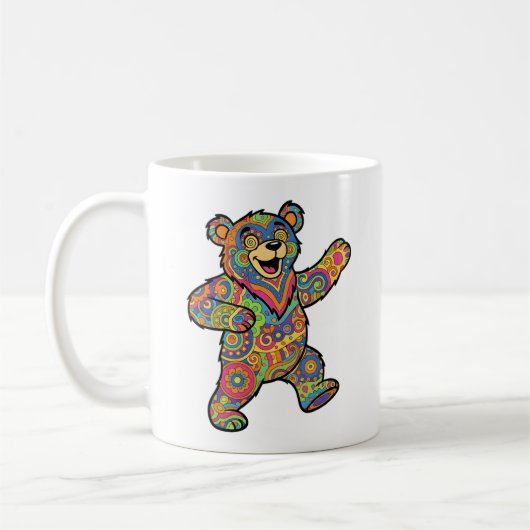 Colorful Psychedelic Teddy Bear Art Koffiemok (Links)
