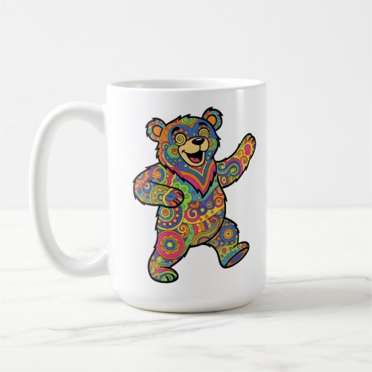 Colorful Psychedelic Teddy Bear Art Koffiemok (Links)