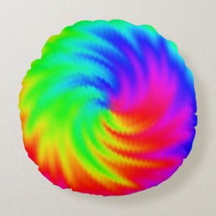 Colorful Psychedelic Tie Dye Patroon Rond Kussen
