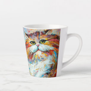 Colorful Pudgy Cat in de stijl van Leonid Afremov. Latte Mok