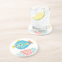 Colorful Puffer Fish Sandstone Onderzetter