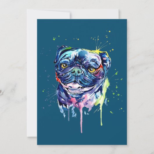 Colorful Pug Art Hondenliefhebber Bedankkaart (Voorkant)