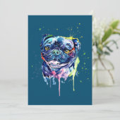 Colorful Pug Art Hondenliefhebber Bedankkaart (Staand voorkant)