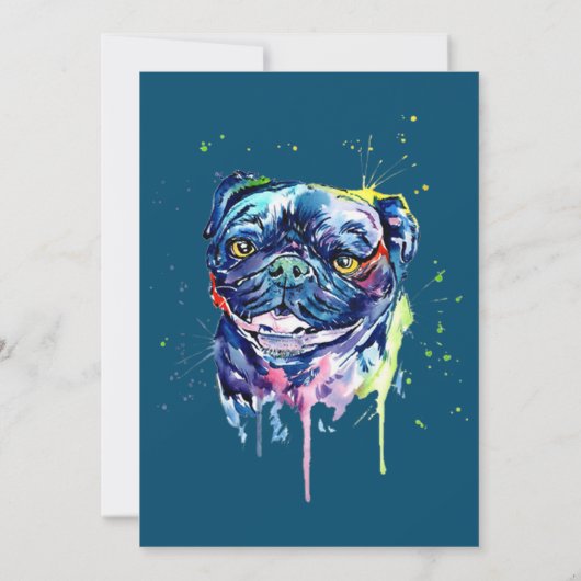 Colorful Pug Art Hondenliefhebber Bedankkaart (Achterkant)