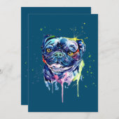 Colorful Pug Art Hondenliefhebber Bedankkaart (Voorkant / Achterkant)