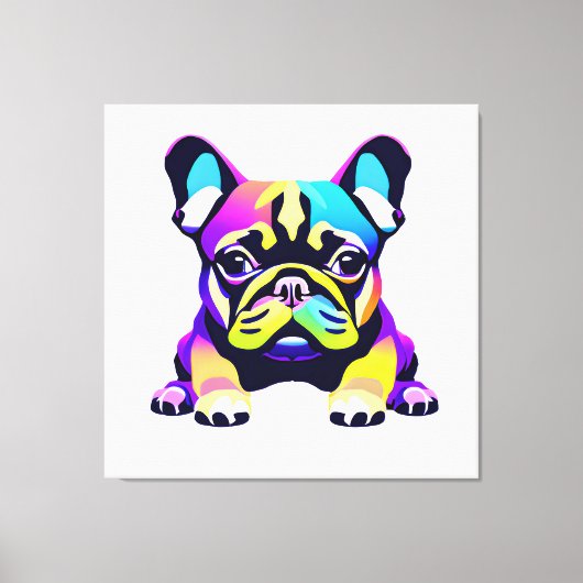 Colorful Pug Dog Puppy Canvas Afdruk (Voorkant)