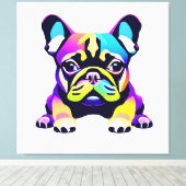 Colorful Pug Dog Puppy Canvas Afdruk (Insitu (Houten vloer))